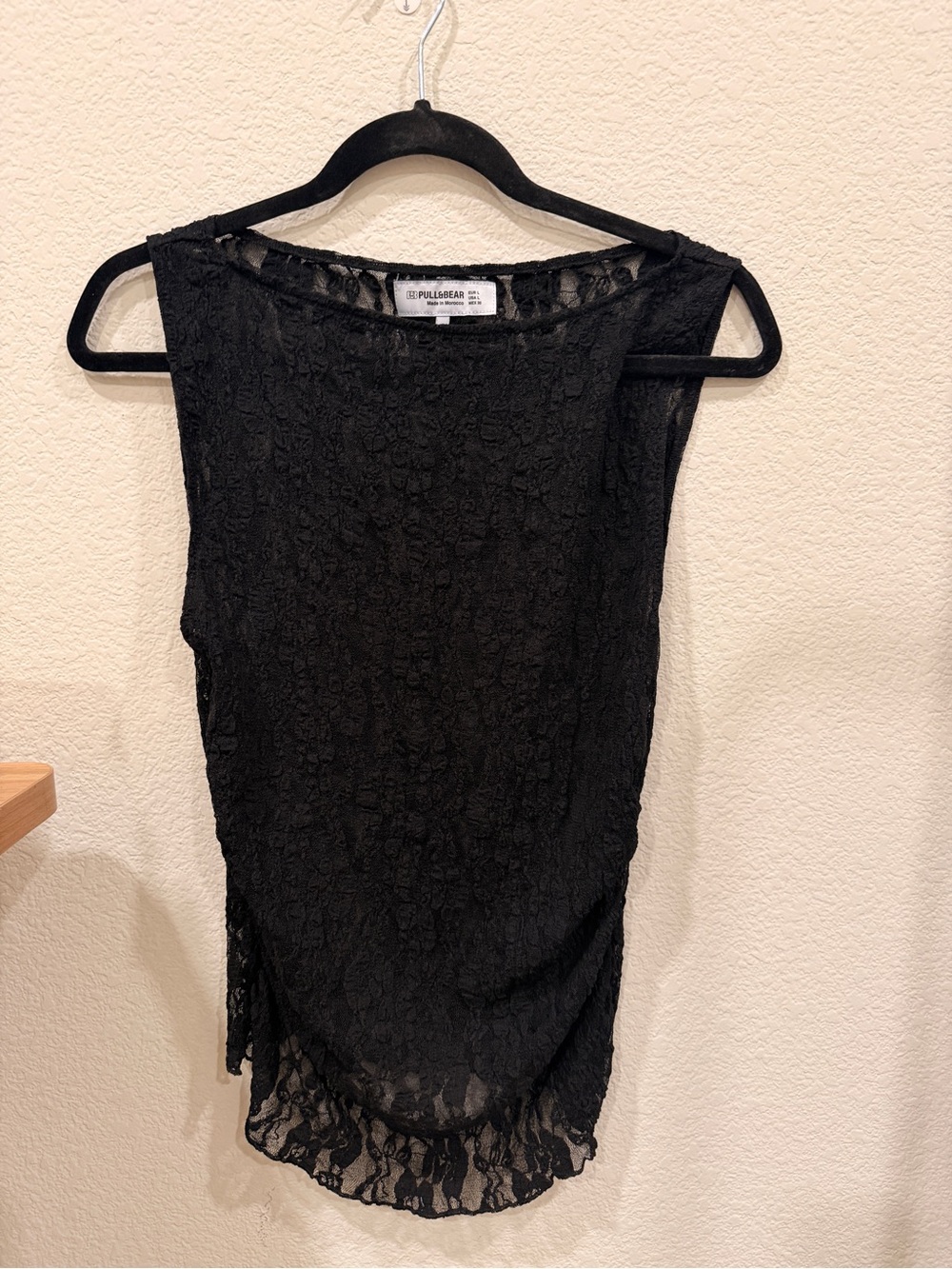 Pull&Bear Black Lace Sheer Tank Top | Large